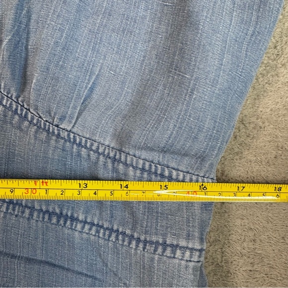 Loft Blue Denim, V Neck, Button Down, A-Line Dress, Size 14 - Picture 12 of 16